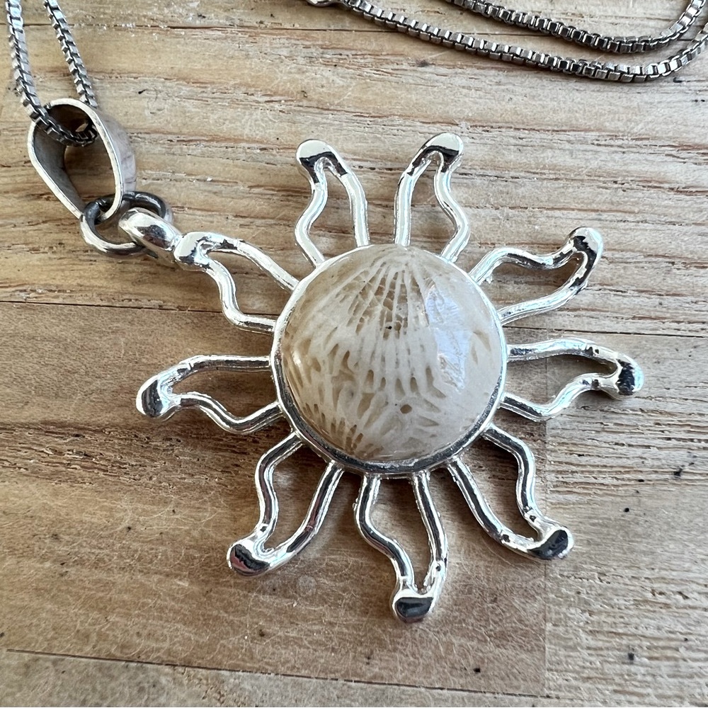 925 Sterling silver sun gemstone pendant necklace